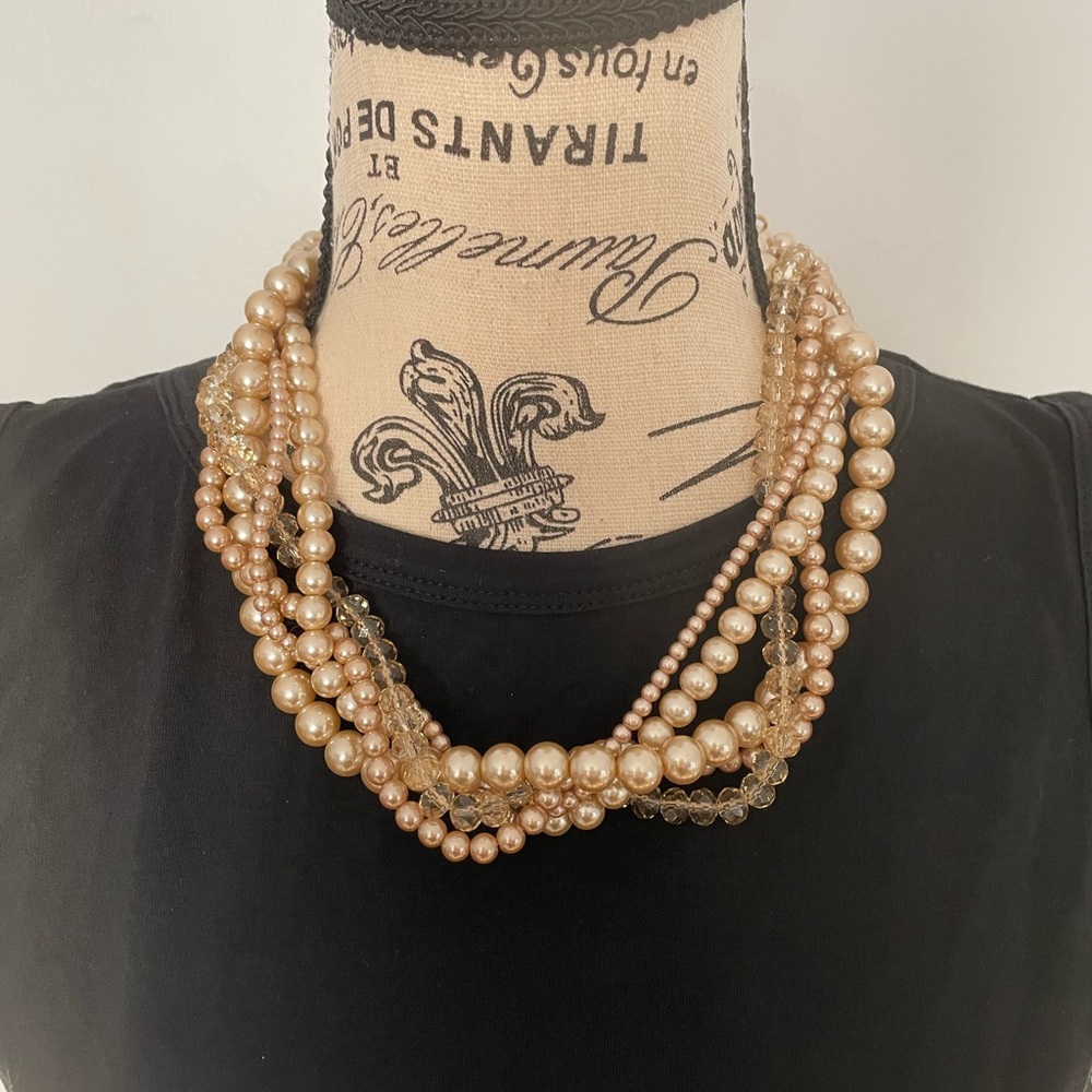 Pearl Beaded Statement Necklace